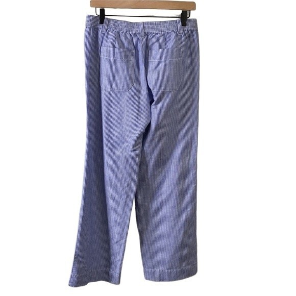 Talbots Easy Drawstring Stripe Pant Linen Cotton Coastal Loose Fit Comfy Airy - Picture 6 of 16
